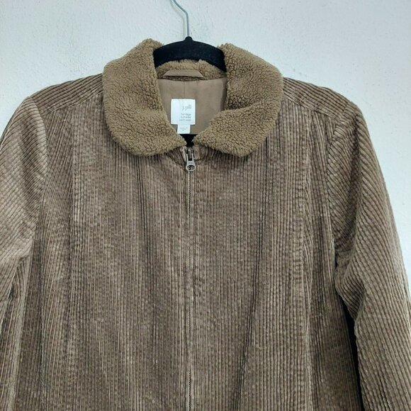 J. JILL Brown Chore Boy Farm HERITAGE TUMBLED CORD COAT Corduroy Zip Jacket Sz M - Picture 4 of 10